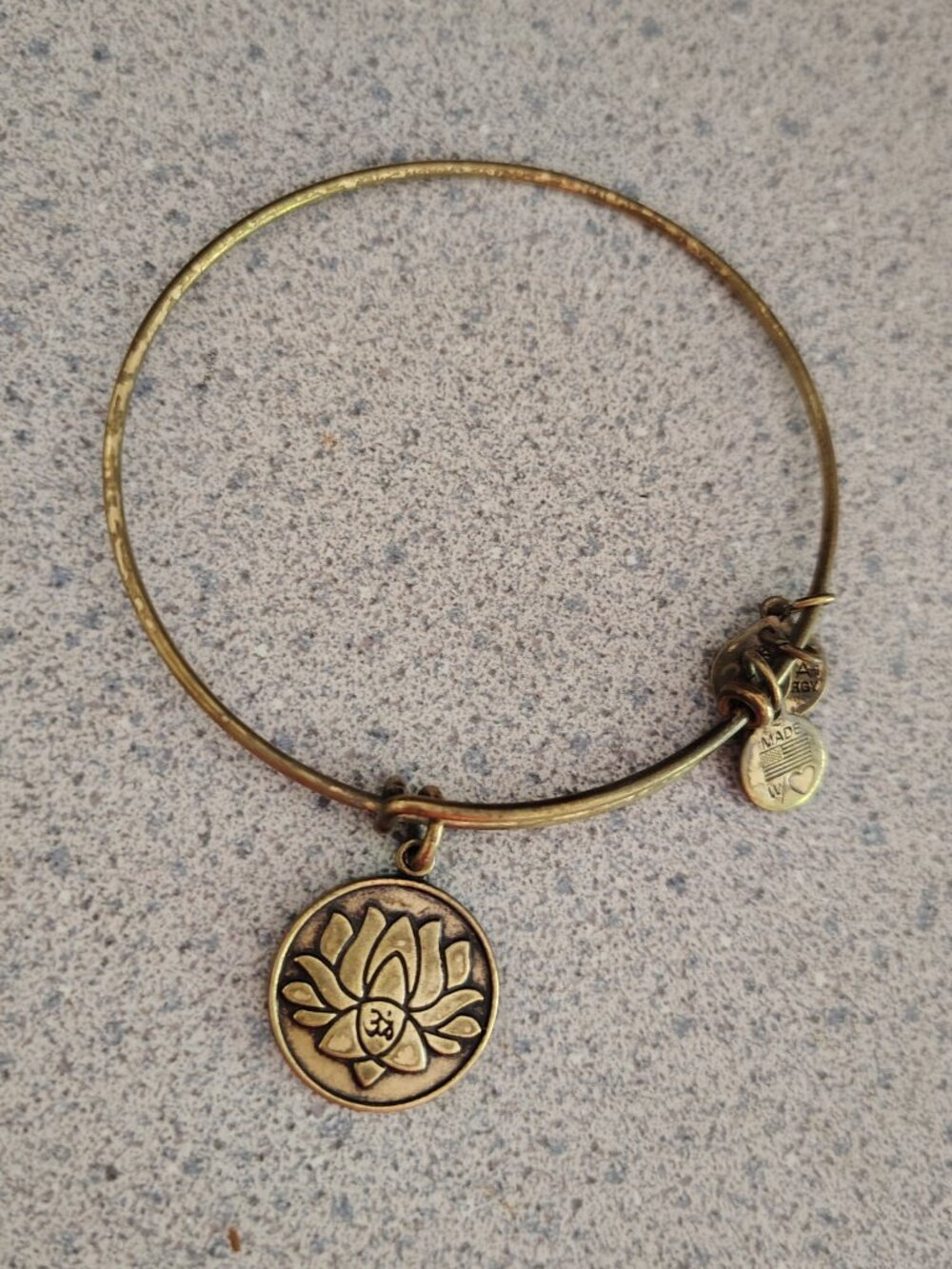 Alex and Ani Lotus Flower Gold Charm Bangle 156